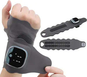 Electric Hand Massager with Heat, Hands-Free Wrist Wrap Design, 5 Modes, 9 Intensity Levels, Cordless Wrist Heating Pad Muscle Stimulator for Pain Relief Therapy & Arthritis Relief