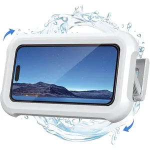 Shower Phone Holder Waterproof - 480° Rotatable Retractable Adjustable Shower iPhone Case Holder, Bathroom Wall Phone Mount Stand Water Proof Anti Fog Case, Accessories for 4-7" Cellphones