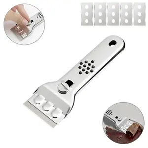 DABATR Metal Razor Blade Scraper Tool, Carbon Steel Blades, Stainless Steel Body, Heavy-Duty Cleaning Razor Scraper Tool
