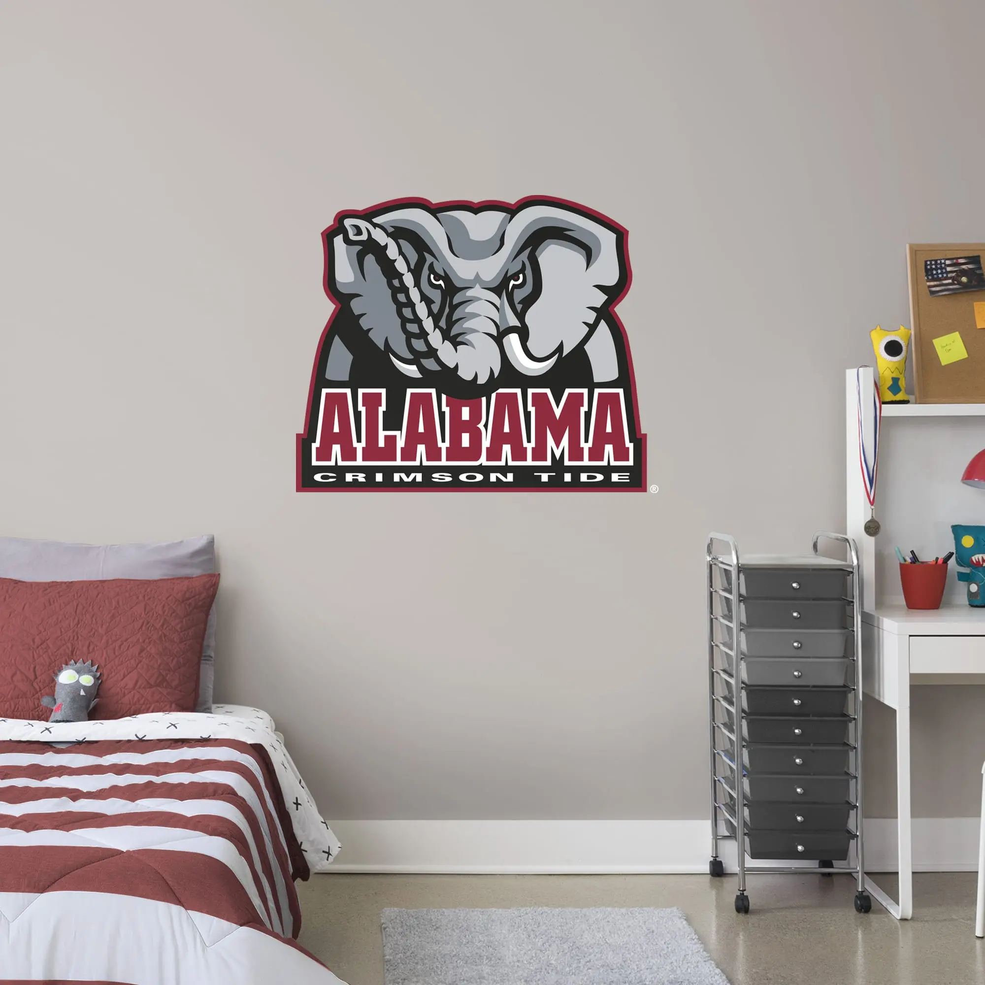 Official NCAA Alabama Crimson Tide RealBig Logo Collection Reusable Vinyl Wall Decals, Home Decor Adhesive Stickers
