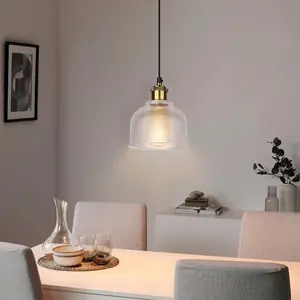 Minimalist Glass Pendant Light, Hardwired, 15cm Compact Size, 1.2m Hanging Cord, Bulb Not Included, E27 Socket, For Bedrooms, Bedside Tables, Bars, Dining Rooms, Indoor Decorative Lighting Fixture