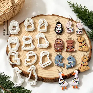11pcs animal Shaped Polymer Clay Cutters for Creating Earrings and Jewelry, Featuring a Soft Clay Design Ideal for Crafting Tools and Molds for Jewelry Projects, Flower shape clay mold, Spring clay mold, Silicone clay mold for mother's day