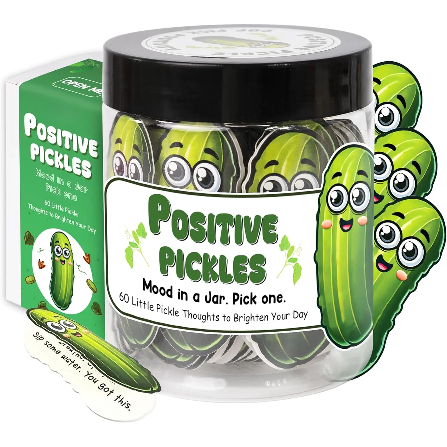 Emotional Supports Pickle Jar, Positive Pickle, Self Care  Birthday Gifts for Women, Teen Girl Gifts Trendy Stuff, White Elephant ,  to School  for Students