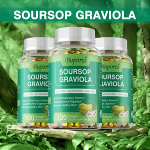 Buporai Soursop Dietary Supplement provides health support for normal digestion, immune function, and skin health. Each bottle 120 capsules per bottle.