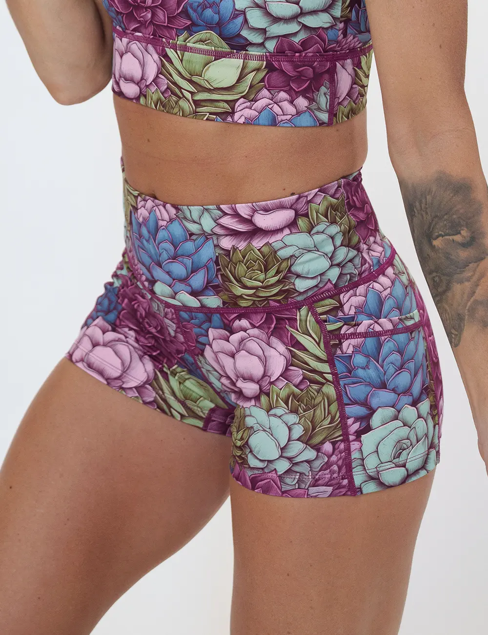 CVG Succa For Plant Sports Bottoms, Flowers-Printed, Polyester-Spandex Fabric Active Shorts