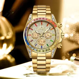 Men's Swiss-Crafted Luxury Automatic Watch Rainbow Di Series 42mm Vibrant Diamond Bezel & Dial Triple-Shield Technology Rugged Elegance for Boardrooms Adventures & Elite Soirées