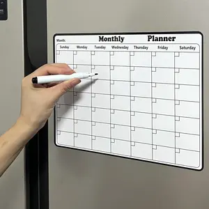 1pc Whiteboard Fridge Calendar Planner,Magnetic Fridge Calendar Perfect for Refrigerators, Erasable Calendar with Weekly And Monthly Designs, Great for Organizing Home, Office, Or Kitchen, Monthly