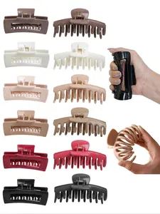 12pcs Elegant Soft Silicone Hair Clips, Square Shape, Anti-Collision, Flat Claw Clips, Suitable for Daily Casual Use, Parties, Holidays, Large Volume Hair, Hair Claws Set