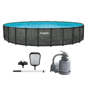 Funsicle 24' x 52" Oasis Designer Round Above Ground Pool, Dark Herringbone