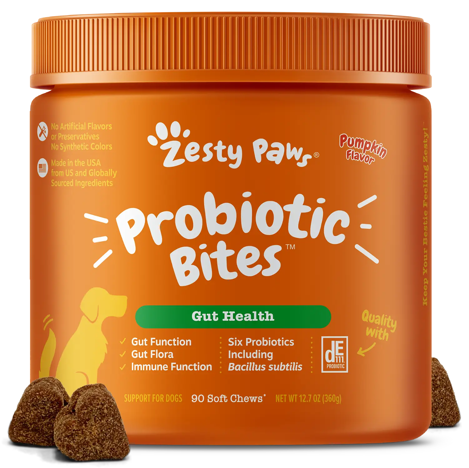 Zesty Paws Probiotic Bites, Soft Chews Treats for Dogs’ Digestive & Immune Health, Happy Tummies, Healthy Dogs