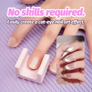5D Cat Eye Nail Magnet Tool with Non-Slip Finger Caps, Strong Magnetic French Tip Nail Art Manicure Tool for Beginners, Easy Learning Cat Eye Magic, Nail Art Accessories