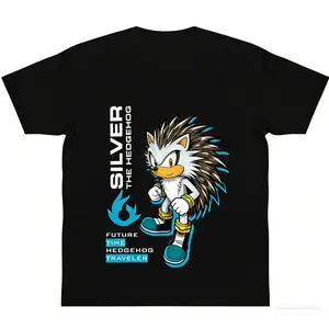 oversize cotton Silver the Hedgehog FUTURE TIME HEDGEHOG TRAVELER graphic tees Unisex funny T-Shirt Gift y2k Unisex fashion Streetwear Casual Comfortable Top Trending