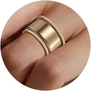 2-Pack 14 Golden Plated Stacking Rings for Oura Gen 4/Oura Gen 3, Cubic Zirconia Oura Ring Stack for Women