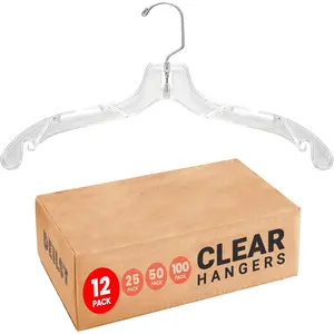 Clear plastic hangers 12 pack durable clothes hanger for wardrobe organization essential plastic hanger for garments versatile coat hangers for home and retail use