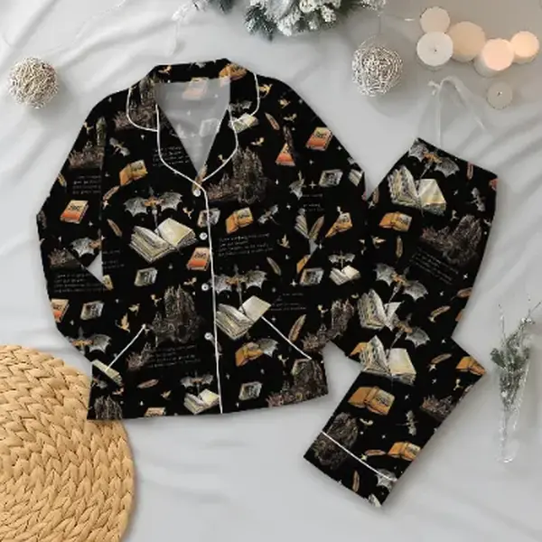 Fourth Wing Dragon Satin Pajama Set, Bookish Loungewear, Fantasy Reader Gift , Fourth Wing Satin Pajama Set, Women Satin Pajamas, Gift for Fantasy Fan