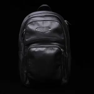 Aviator Black Full-Grain Leather Backpack for Men - Premium Material, Spacious Main Compartment, Multiple Storage Options, Travel-Friendly Design, Adjustable Straps
