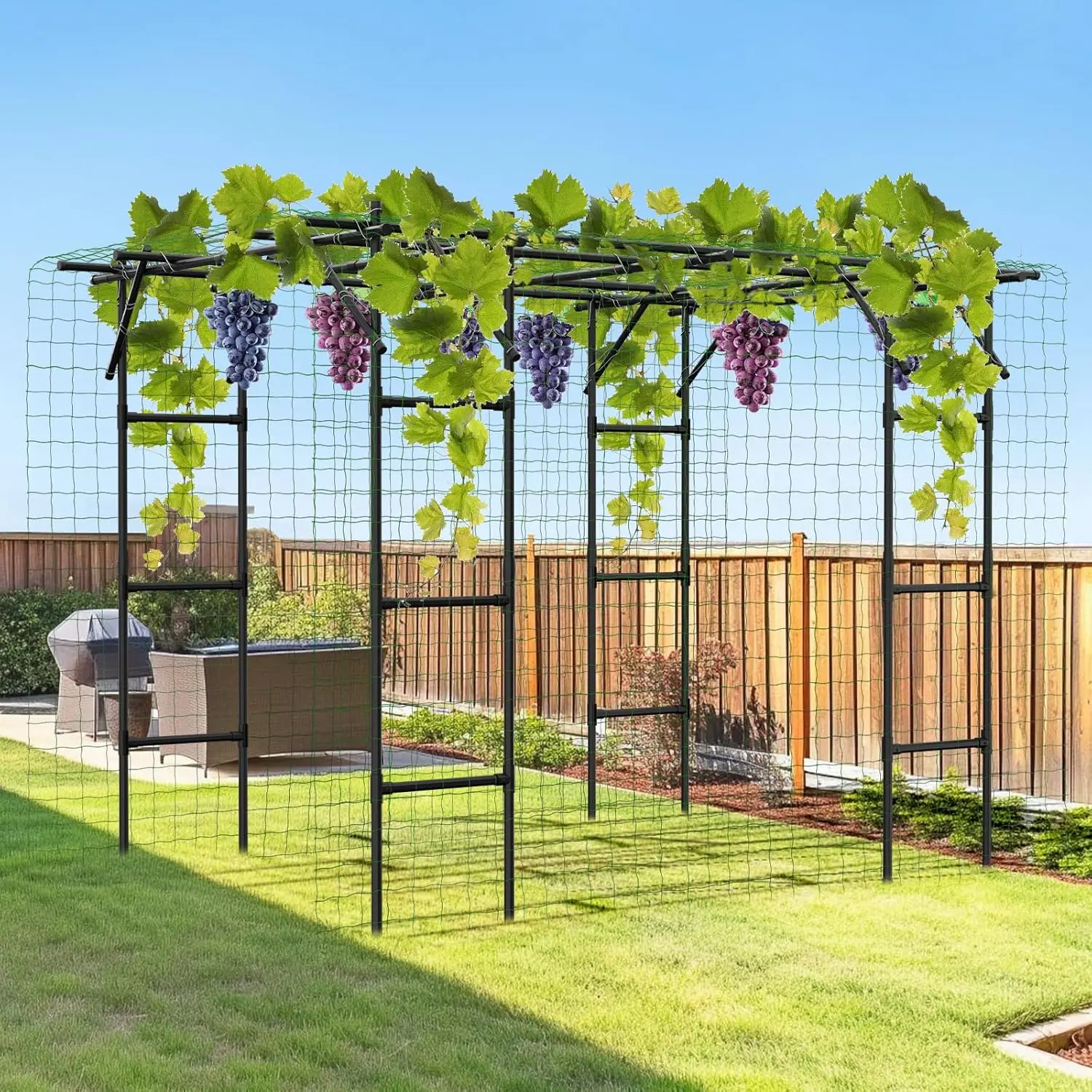 ABORON Outdoor Garden Arch Trellis, 118" x 79" x 87" Extra Large Garden Trellis for Climbing Plants, Plant Trellis for Cucumber Grape Vine Vegetable Fruit, Garden Gazebo Decorative Design sohochic
