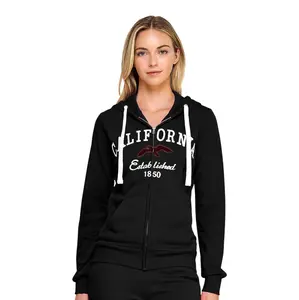 Slat Tree Women's Aesthetic Bird-Embroidered Polyester Fleece Zip-Up Hoodie Jacket, Reflex California Tops - JK330