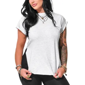 PEBBY BASICS ASH GRAY SIDE SLIT TEE