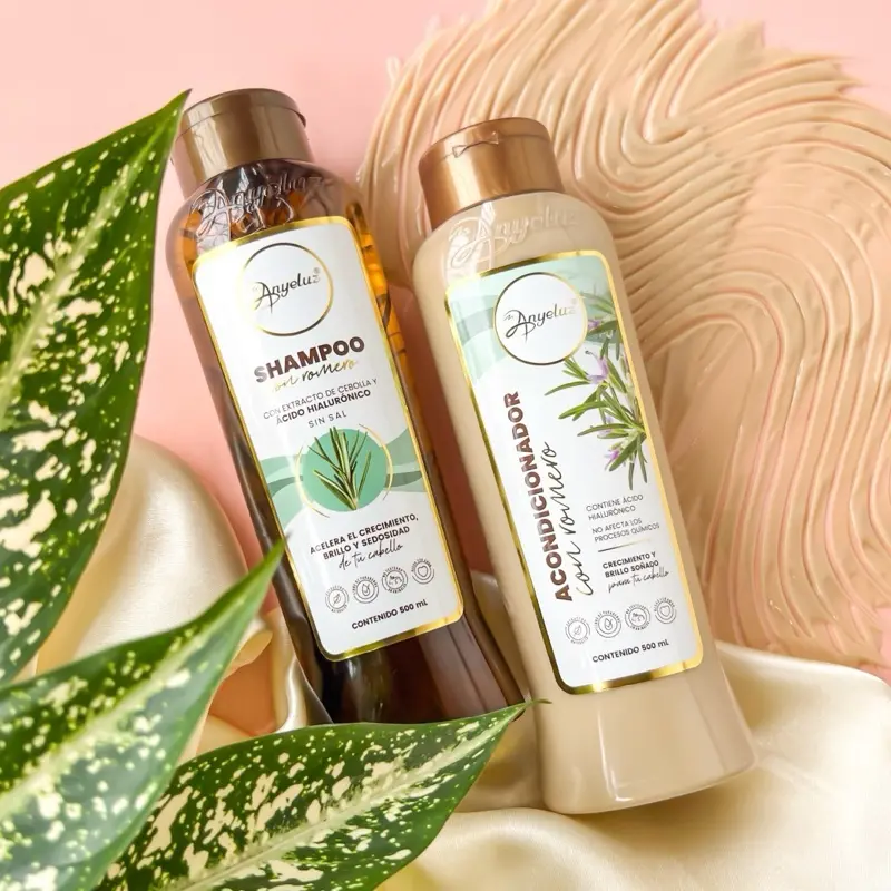 ANYELUZ SHAMPOO & ACONDICIONADOR 500ml Romero ácido Hialuronico & Biotina (Set of 2 shampoo and conditioner with rosemary biotin)