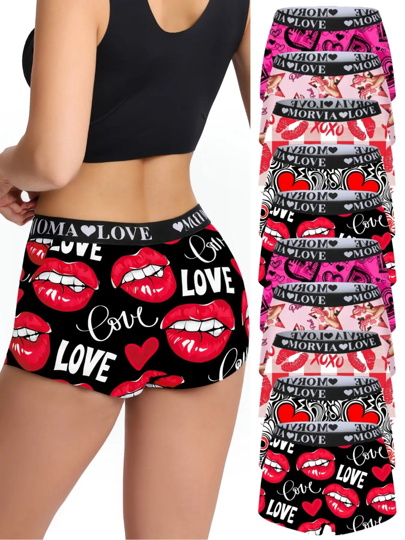 10-Pack Women's Cartoon Printed Underwear Set, Soft Comfortable Skin-Friendly Briefs, Fit Panties, Elastic Waistband, All-Season Wear, Fashion Breathable Underwear, Soft Breathable Knicker, Soft Comfy Underwear, Womenswear