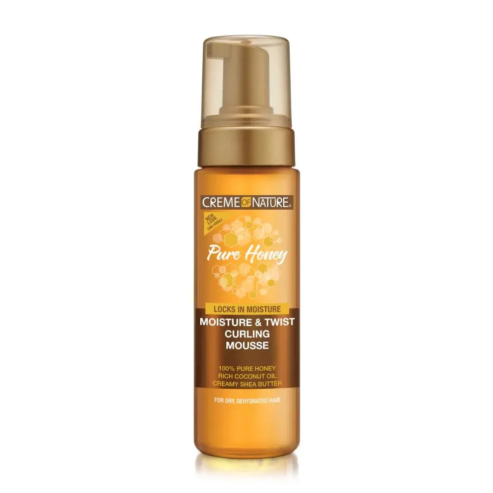 Creme of Nature Pure Honey, Coconut & Shea Curling Mousse - 7 oz Unisex Haircare Styling Bottle for African Textured Curls, Frizz Control, Moisturizing, Shine Boosting (Curl Routine Twist-Outs, Rod Sets), Natural Curls