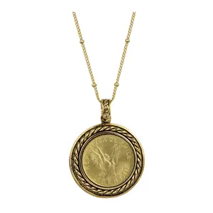 Lord's Prayer Angel Coin Charm Necklace