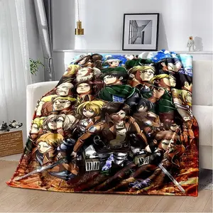 Attack On Titan Eren Yeager Blanket Ultra Soft Flannel Cozy Warm Comfortable Bedroom Couch Sofa Home Throw Decor Birthday Gift Christmas Gift for Anime Fans Teens Men Women Kids Survey Corps Rumbling Style