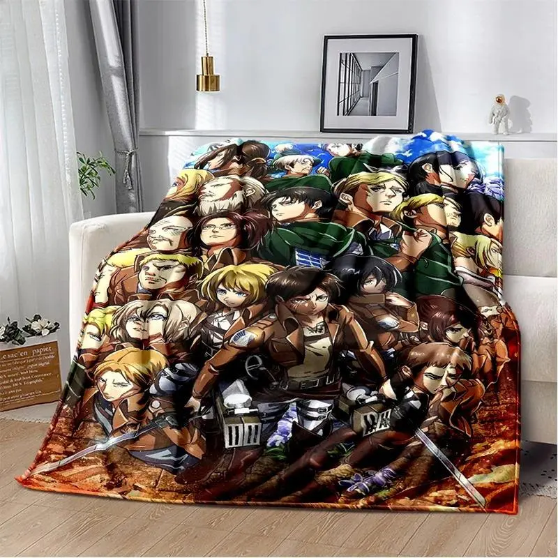 Attack On Titan Eren Yeager 100% Brushed Flannel Blanket - Ultra Soft, Cozy Warm, Survey Corps Rumbling Style Throw for Bedroom Couch, Anime Fans Gift