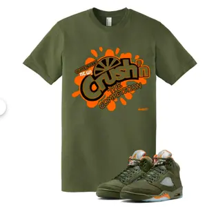 Shirts To Match Jordans 5 Olive Army Solar Orange Black Retro, Olive Green Outfit, Martin Funny T-Shirt to match the retro Jordan 5 Olive army Green Solar orange, White Round Neck Tee, Shirt Short Sleeve Casual