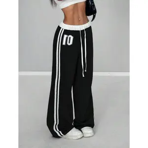 StreetHx Women's Spring & Summer Numeric Print Waist Insert Casual Sports Streetwear Retro Long Sweatpants Graduation,Back To School Outfits,Graduation,Teacher Outfits For Women,Back To School Fall Cloth For Women