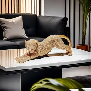 Classical Leopard Design Resin Ornament Statue, 1 Count Modern Home Decor, Desktop Decoration for Living Room, Tabletop Decoration for Office, Ideal Animal Theme Gift