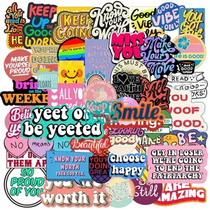 Motivational English Phrases Series Graffiti Sticker, 50pcs Scrapbooking & Journal Making Material Paper, DIY Decorative Sticker for Water Bottle & Room Decor, School Supplies, Scrapbook Materials, Crafts Cup Stickers