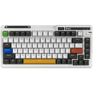 KZZI K75 PRO RGB 75% wireless mechanical keyboard, triple mode BT5.0/2.4G/USB-C 82 keys, hot-swappable gaming keyboard with button and power indicator, black and white