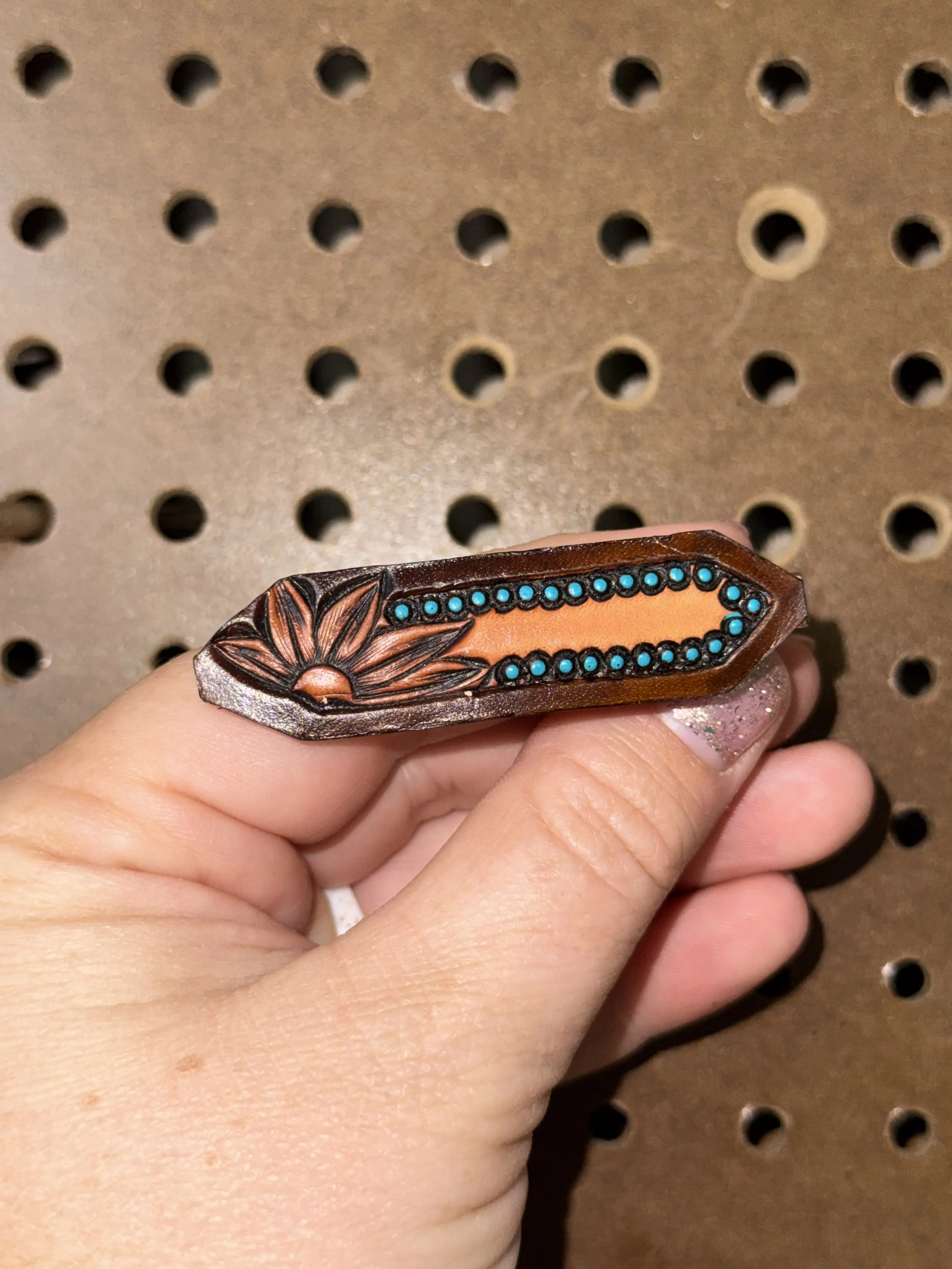 Leather Tooled Hair Clip, Fashion Hair Accessory for Daily Wear