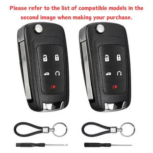 Lopixa Key Fob Case Replacement 5 Button for Chevy Cruze Camaro Impala Equinox GMC Terrain Buick Regal Lacrosse 2010 2011 2012 2013 2014 2015 2016 2017 Keyless Entry Remote Control Car Key Fob Shell - 2 Pack