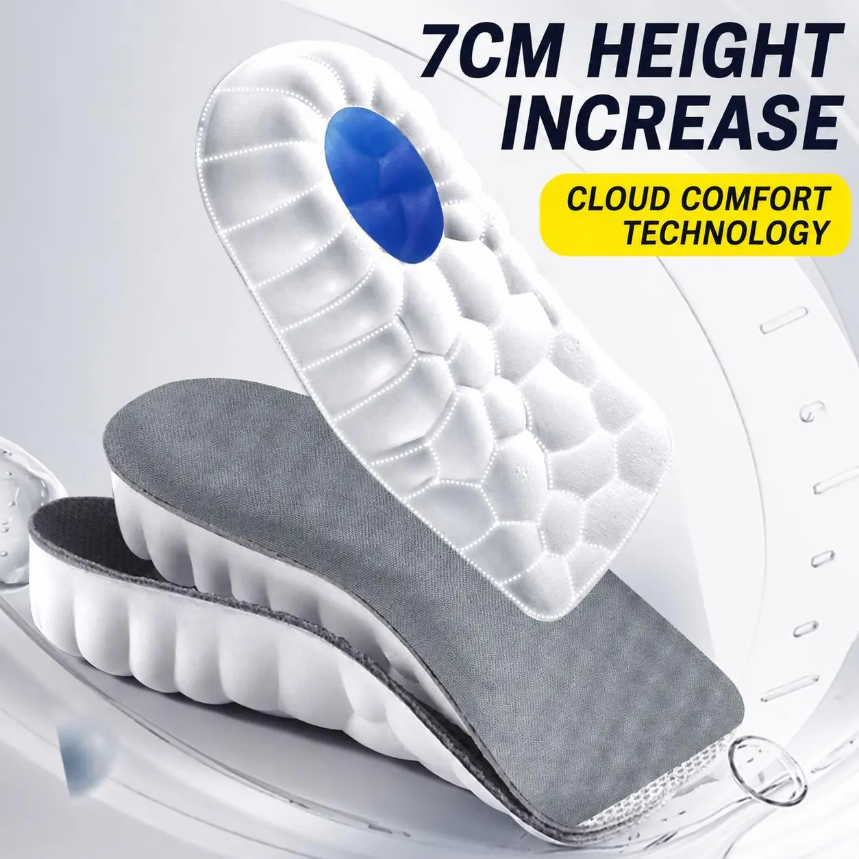 7-Layer Height Increasing Insoles for Men & Women, Adjustable Invisible Lift Shoe Inserts, Up to 7cm Taller, Soft Cushioned Heel Support for Boots, Sneakers & Everyday Shoes