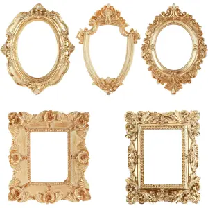 5Pack Gold/Silver Vintage Mini Picture Frames Small Antique Resin Photo Frame Wall Hanging for DIY Jewelry Display Photography Christmas Photo Holiday Party Decoration (Mini style) - Tools & Hardware.