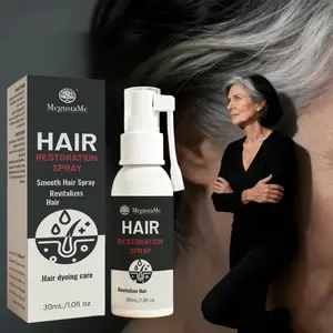 MegustaMe Reverse Gray Hair Hair Restoration Spray Revitalize & Darken Hair Naturally 30ml 1.0 fl oz Compact Size Natural Formula hair color 2 part magic root cover key for dye jecka prism box
