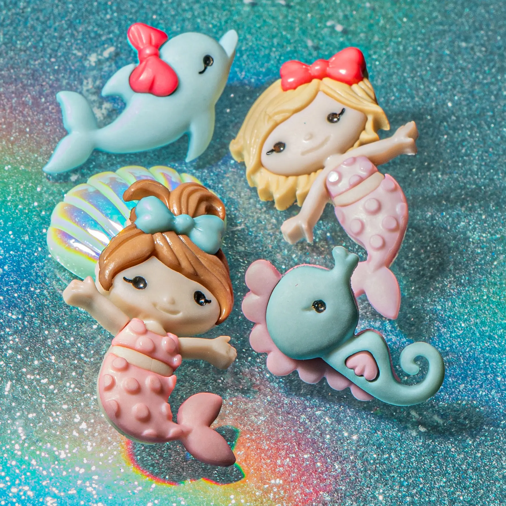 Mermaid Kisses Baby Sea Animals Ocean Themed Buttons