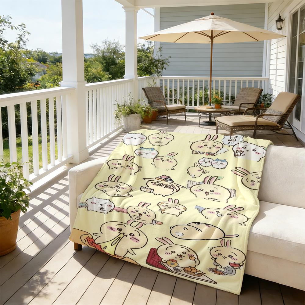 Countdown Sale! Kawaii Chiikawa Rabbit Doodle Blanket – Cozy Fluffy Plush for Cute Aesthetic Lovers  Soft & Cuddly Gift to Wrap Your Loved Ones in Cuteness Fluffy Plush for Lazy Days, Anime Marathons & Snuggles Suitable for all four seasons