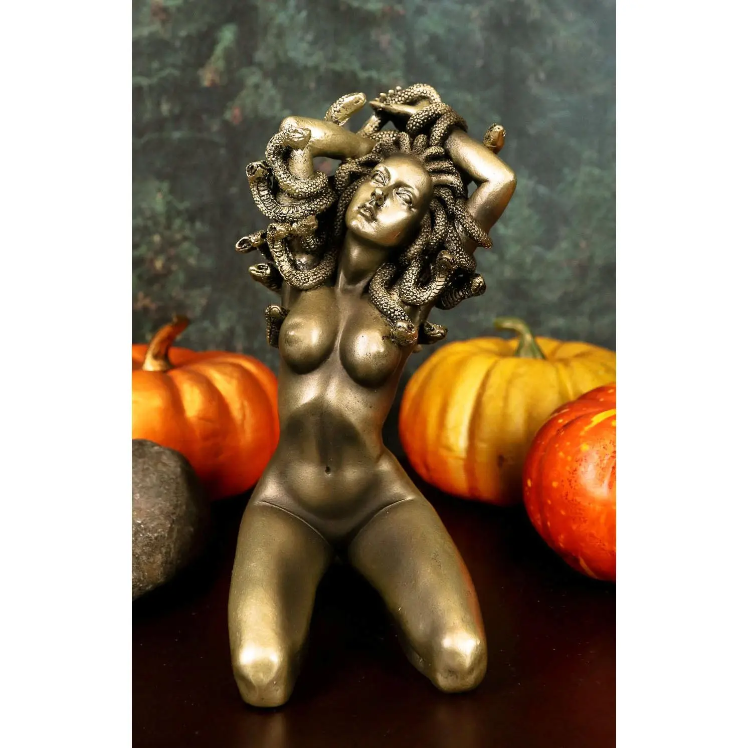 Resin Greek Mythology Theme Figurines - 6"Tall Kneeling Nude Seductive Medusa Snake Hair Statue, Unique Decor Home Decor Sculpture, Room Accessory Ornaments, Gift for Adult Collectibles