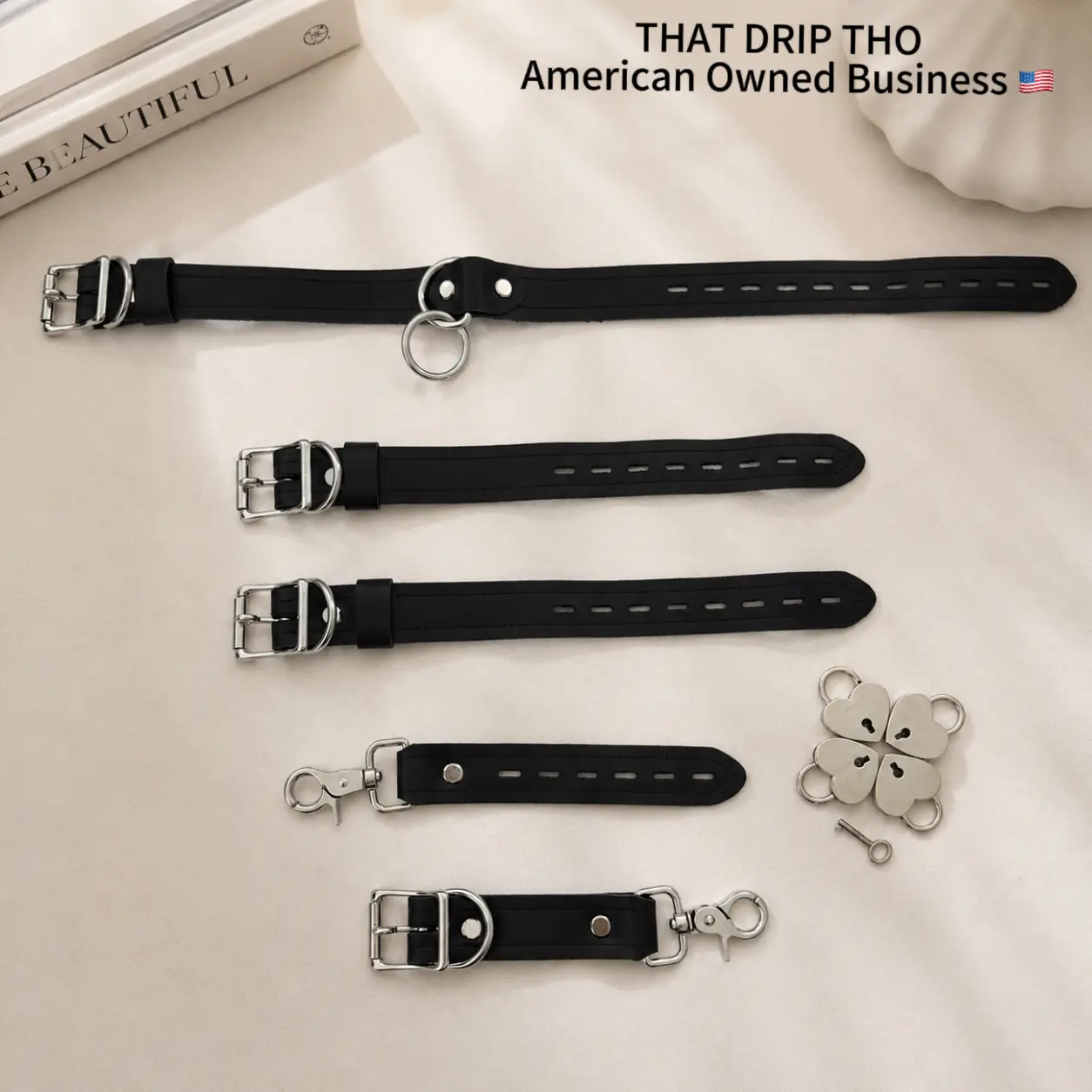 Convertible Strap Set – Multi-Use Leather Bag Strap Accessory with Heart Lock & Key (Bag Not Included)
