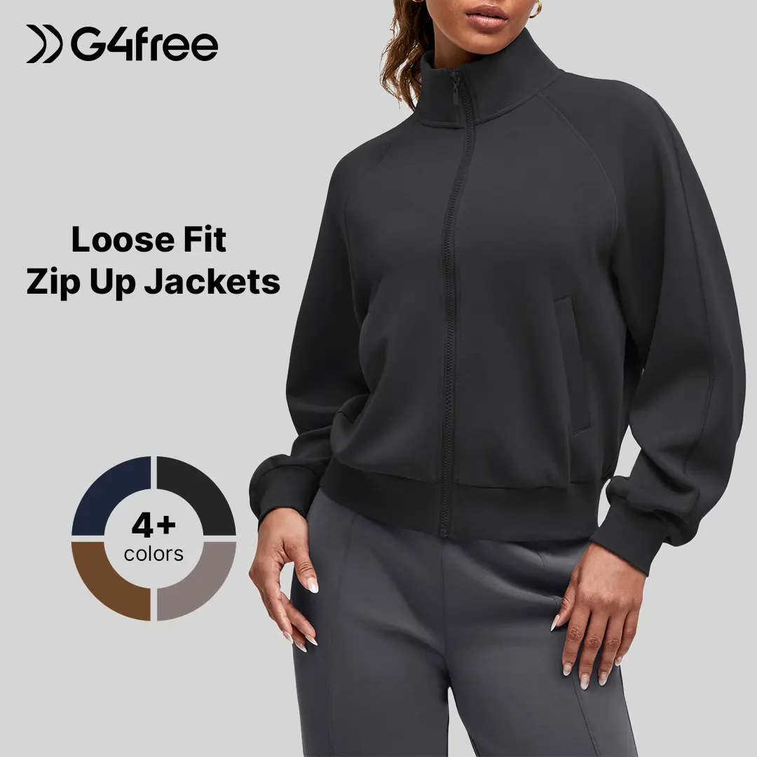 G4Free Smoofit Modal Soft Women's Zip Up Jackets Loose Fit Mock Neck Casual Tops with Pockets