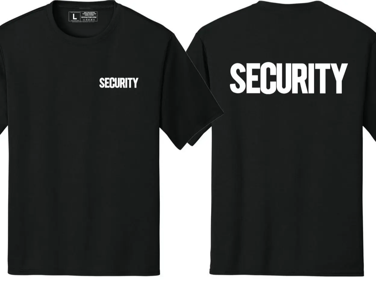 Security T-Shirt Front Back Print Uniform Guard Staff Event Tee,clothes for back to school,first day of school outfits