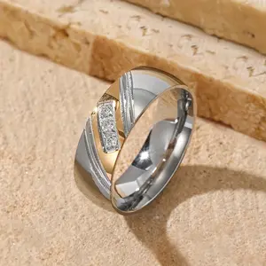 Luxury Men's Business-Style Exquisite Synthetic Zircon Stainless Steel Cubic Zirconia Ring Set, Suitable for Engagement, Anniversary & Daily Wear Fashion Accessories Statement Multi-Ring, Cubic Zirconia Rings