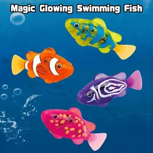 4 Pc Bright LED Glow Magic Glowing Swimming Fish Interactive Water-Activated Robot Toy for Kids Safe Materials Child-Friendly Size Perfect Gift for Babies Toddlers,Gifts for Children, Children's Day Gifts