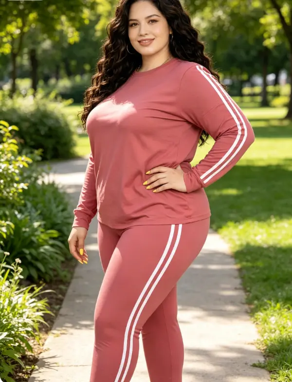 Plus-Size Women's Striped Print Fitted Long-Sleeve Top and Pants Two-Piece Set, Casual Style Set, Suitable for Everyday Outdoor Wear, Spring Women's Clothing, Everyday Women's Sweater and Pants Set