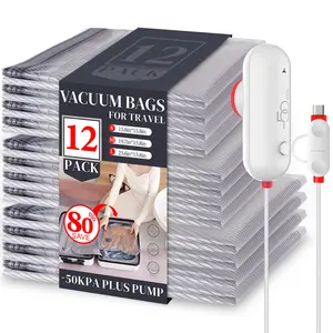 【Buy 2 Save 5%】Vacbird 15 Pack Lightweight Travel Bags with USB Electric Pump | Compact Vacuum Storage Bags for Clothes | Space Saver Compression Bags for Travel Organiser