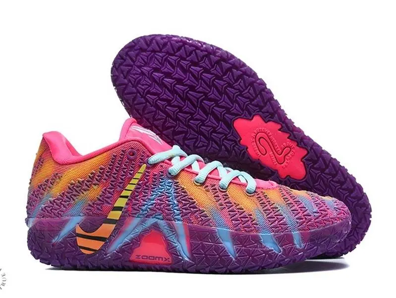 Vibrant Rainbow Gradient Knitted Low Top Basketball Sneakers | Premium Jacquard Mesh Upper & Shock-absorbing Inner Sole | Fit Basketball Training Daily Outdoor Trips | Unisex for Both Men and Women